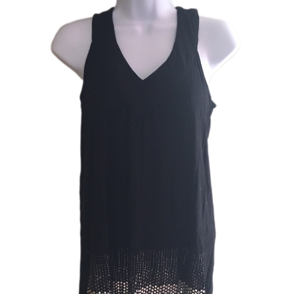 Black Sleeveless Top with Mesh Detail